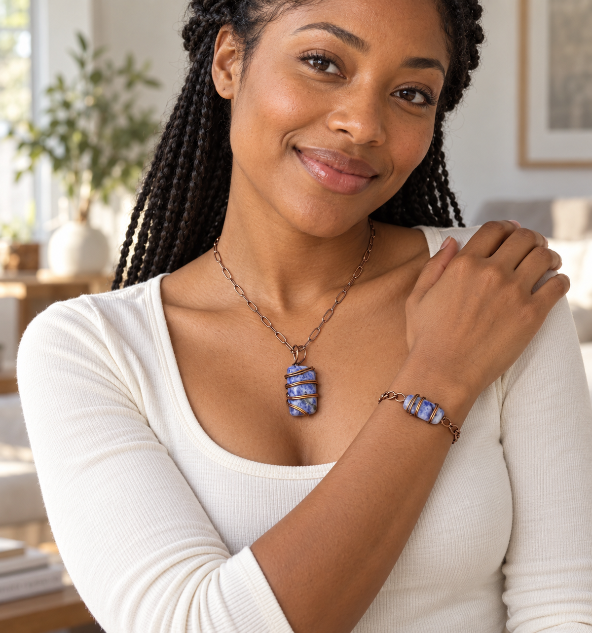 Sovereign Grace Collection -Handmade Matching Sodalite Necklace and Bracelet Set