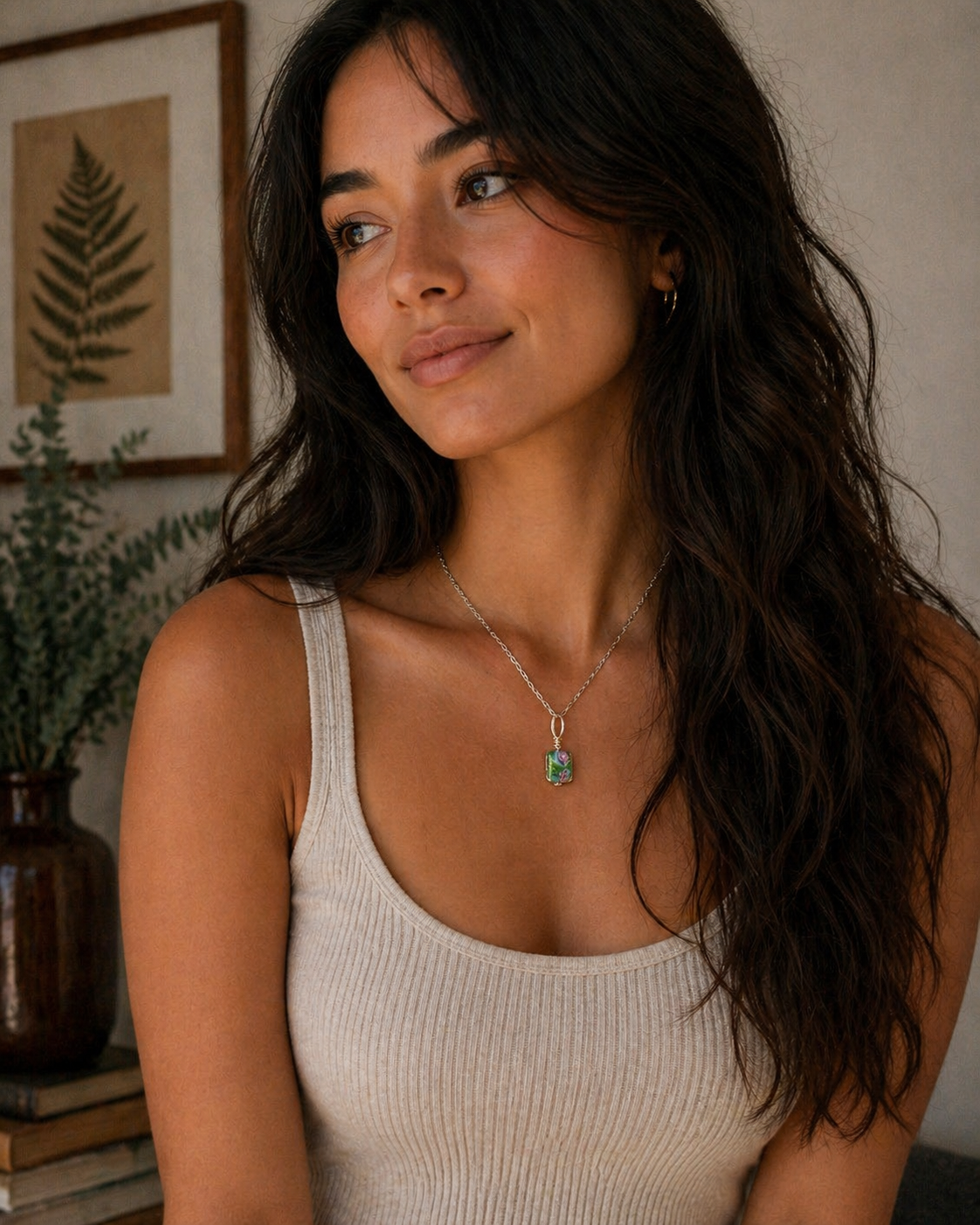 "Simply Rustic" Segments Necklace - Handmade Amethyst Beaded Bar Necklace