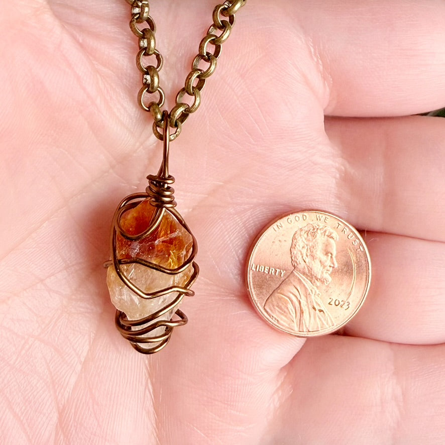 Smoldered Root Necklace - Citrine Crystal Pendant Necklace