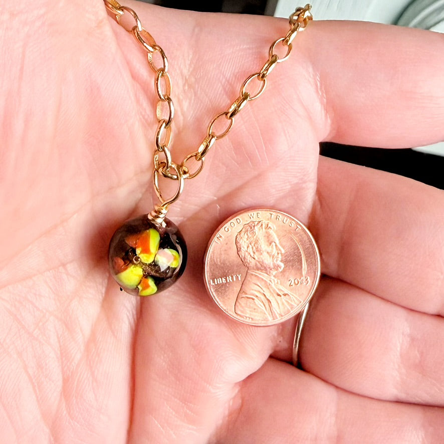 Phantom's Bonfire Necklace - Handmade Glass Beaded Pendant Necklace