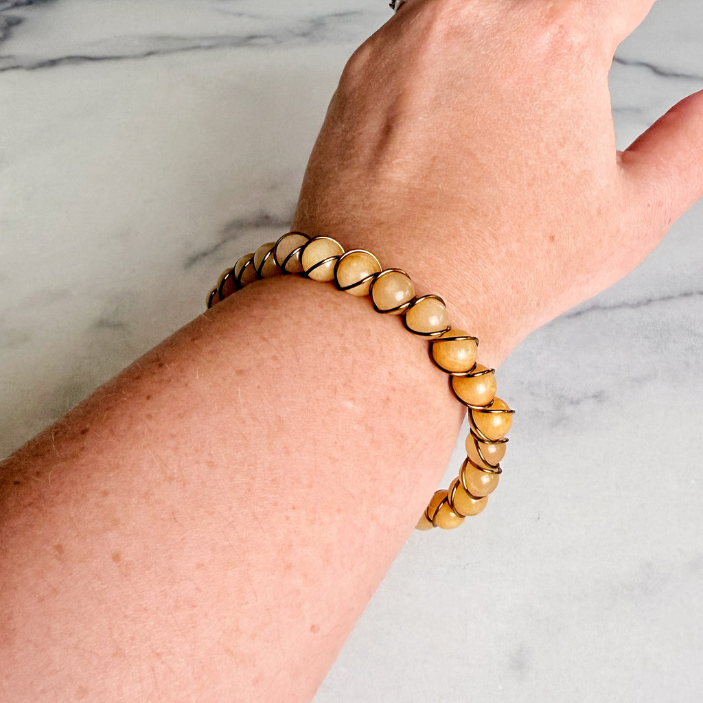 Golden Hour Bracelet -Handmade Agate Wire Wrapped Bracelet