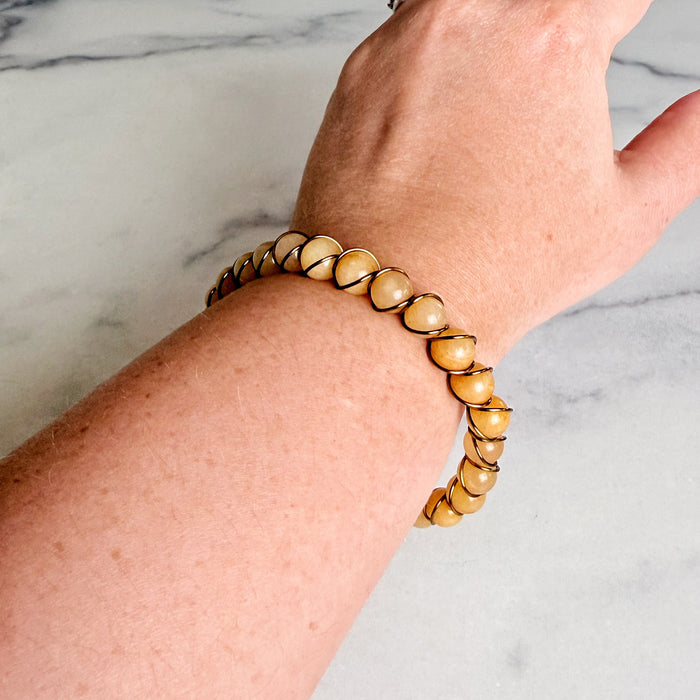 Golden Hour Bracelet -Handmade Agate Wire Wrapped Bracelet