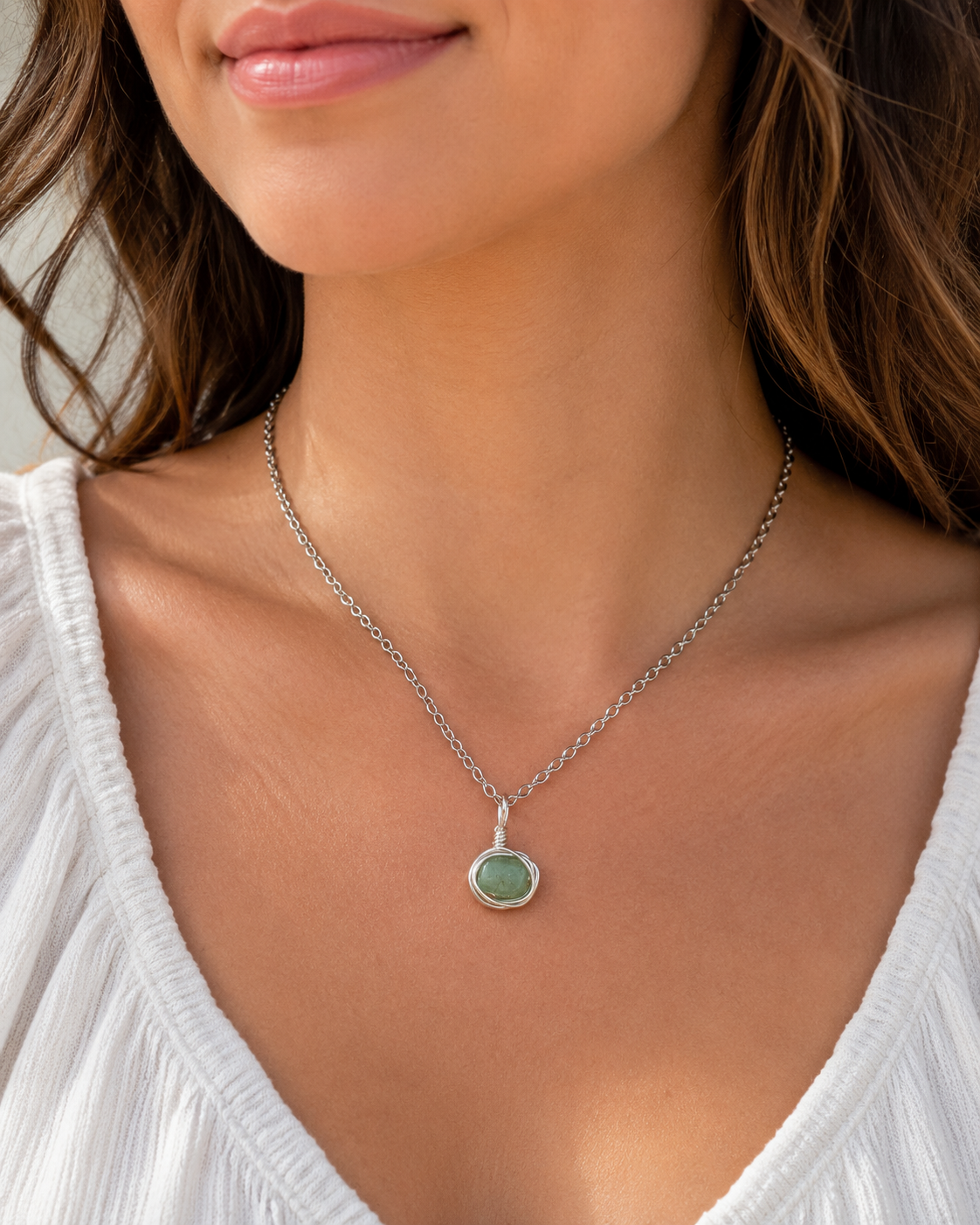 Emerald Tides Neckace - Aventurine Stone Pendant