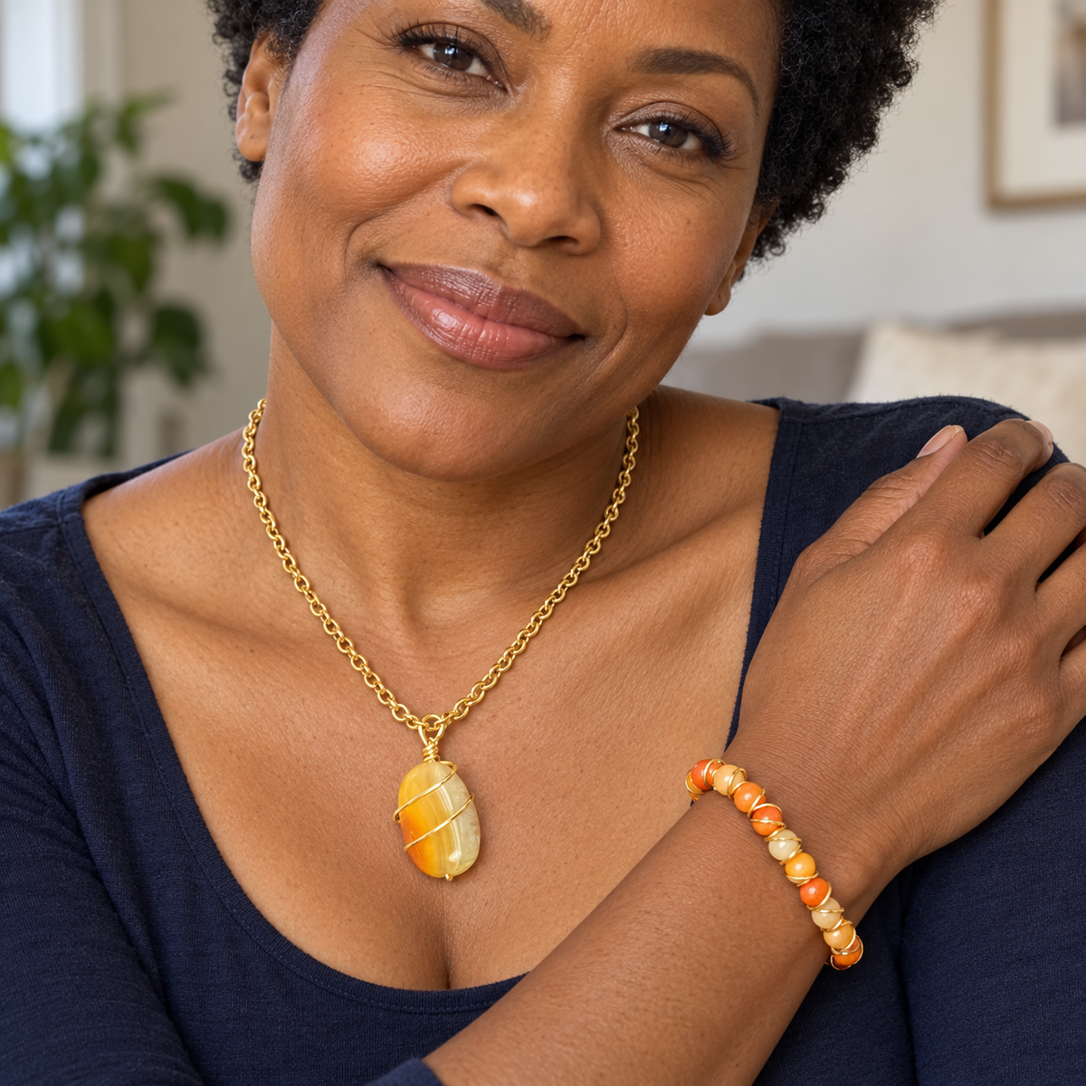 Autumn Sunrise Collection - Handmade Matching Citrine Necklace and Bracelet Set