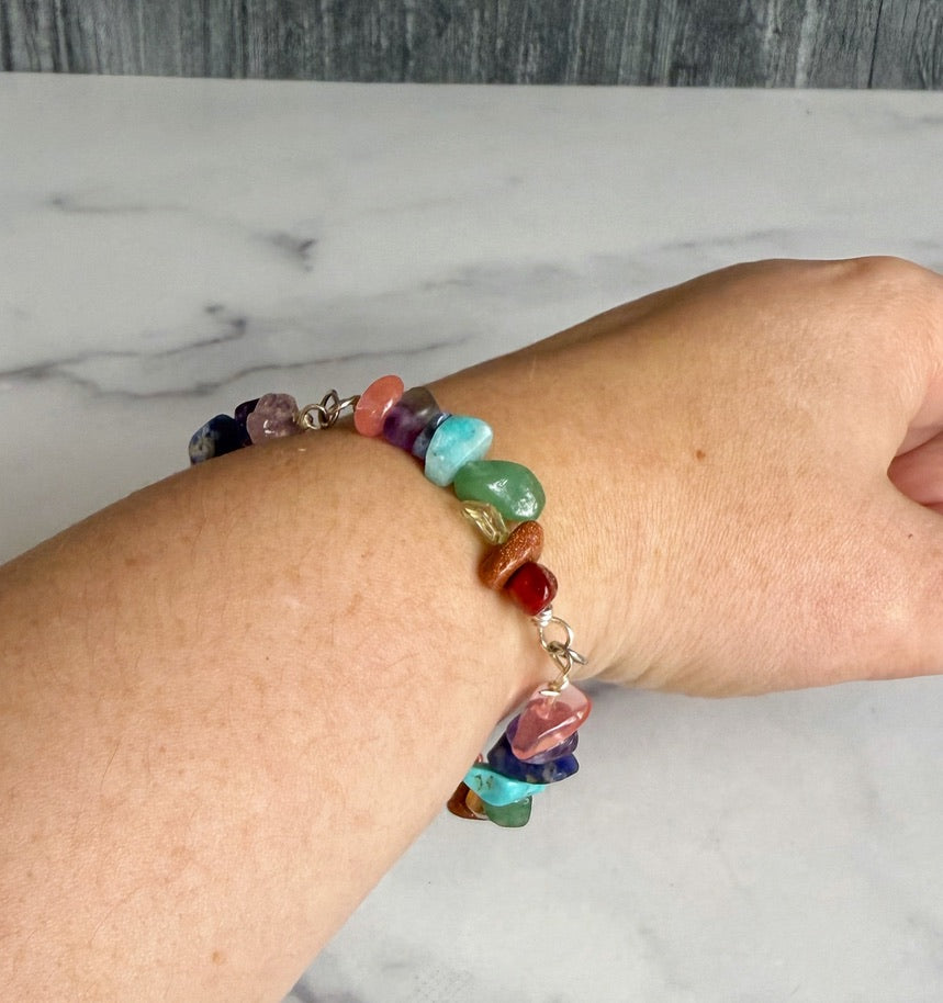 Be Proud Bracelet - Handmade Multicolored Bead Chip Link Bracelet