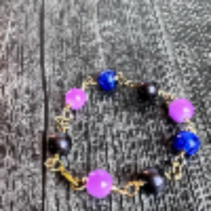 Amethyst Dreams Bracelet - Glass Beaded Link Bracelet - Simply Rustic Jewelry