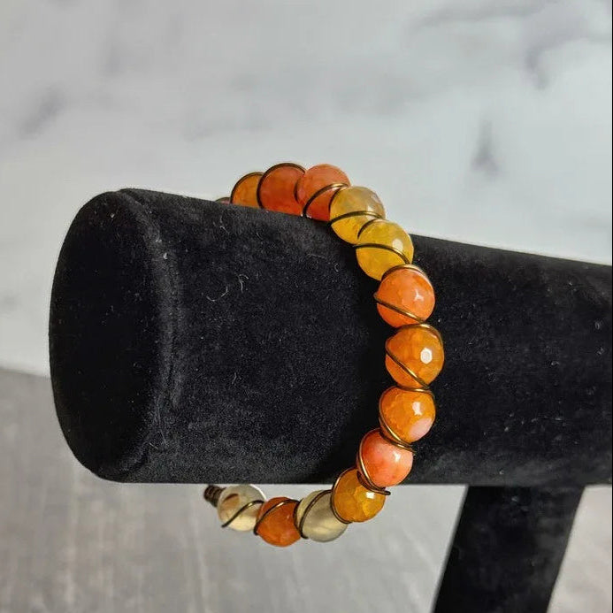 Autumn Harvest Collection - Matching Necklace and Bracelet Set- Garnet Pendant and Carnelian Wire Wrapped Bracelet - Simply Rustic Jewelry