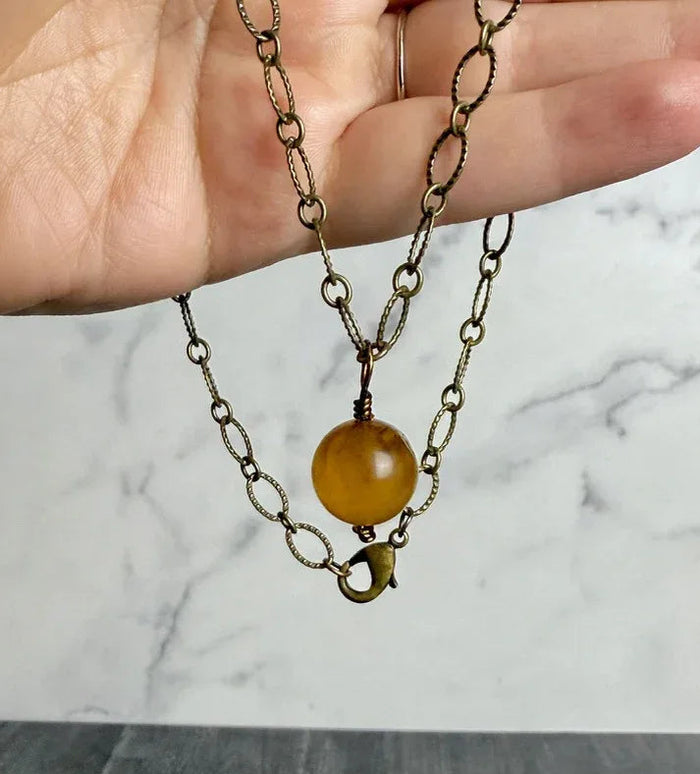 Autumn Harvest Necklace - Handmade Garnet Beaded Necklace - Simply Rustic Jewelry