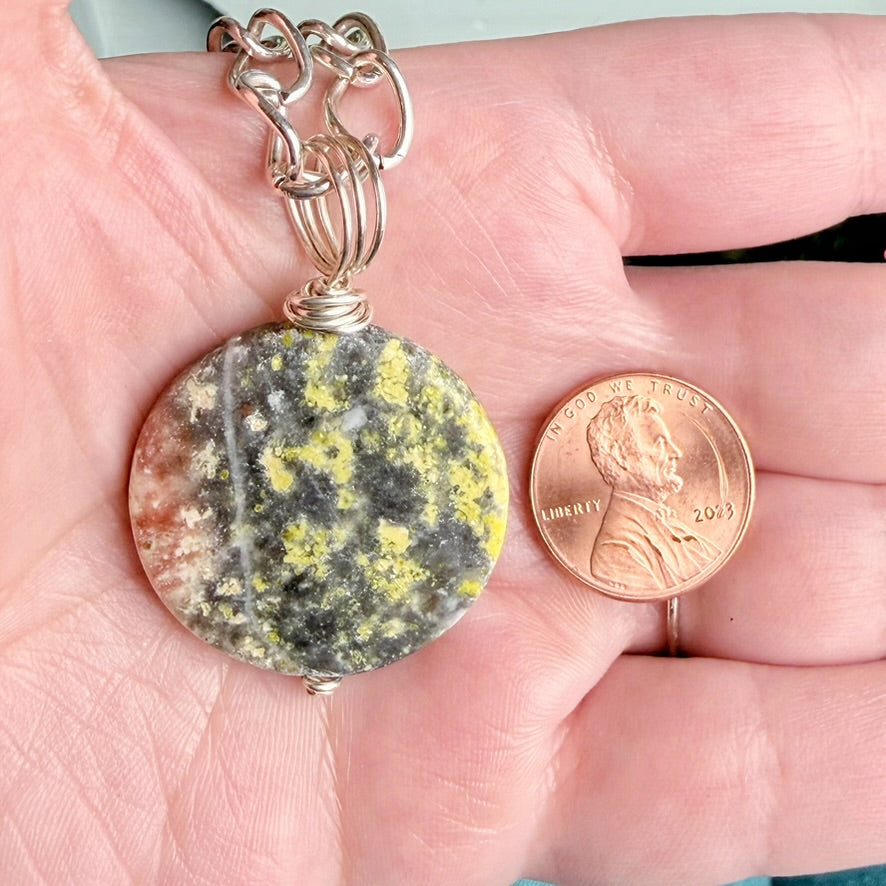 Tribal Relic Necklace - Handmade Unakite Pendant Necklace