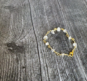 Crystal Tether Bracelet - Clear Quartz Crystal Link Bracelet - Simply Rustic Jewelry