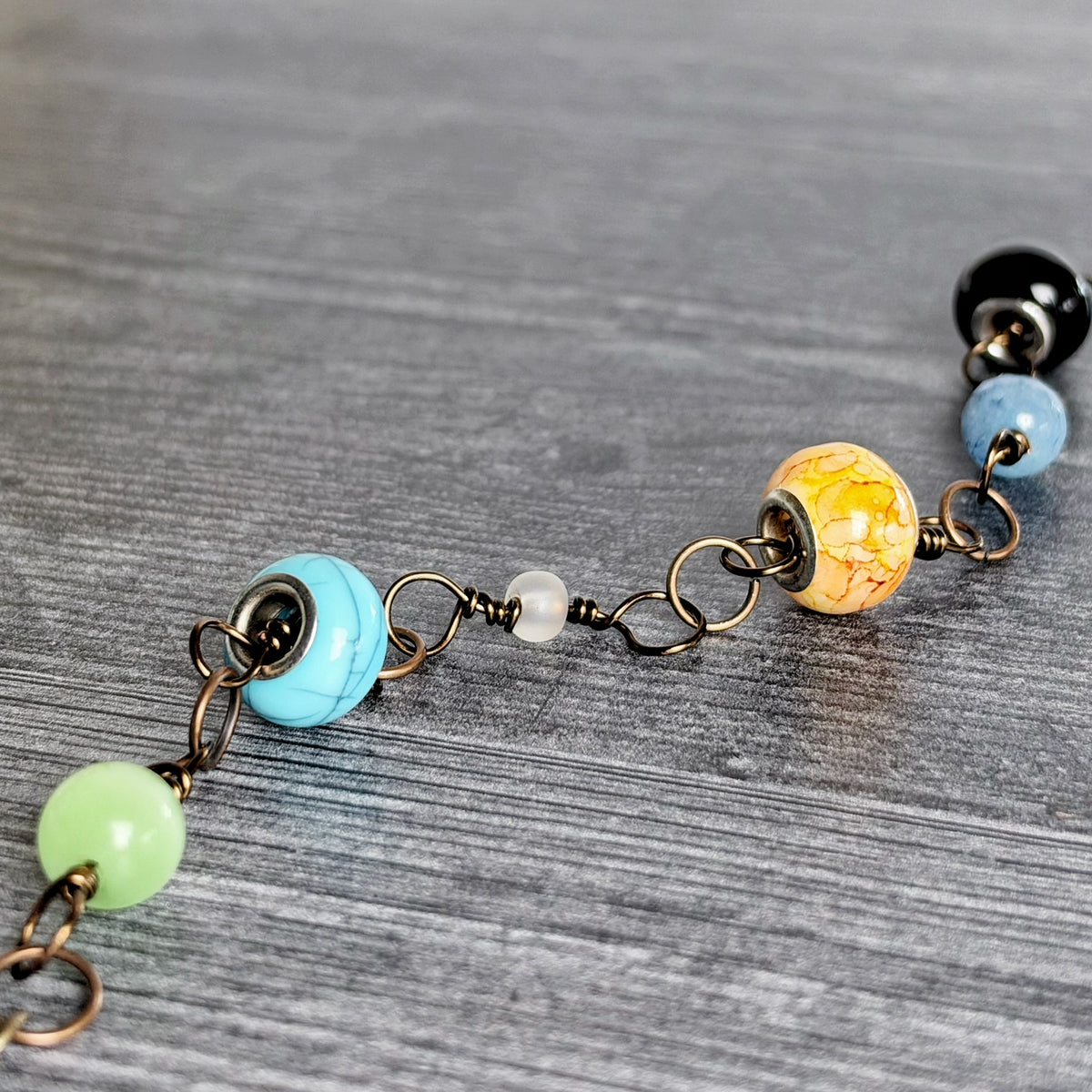 Urban Mosaic Bracelet - Glass Beaded Link Bracelet