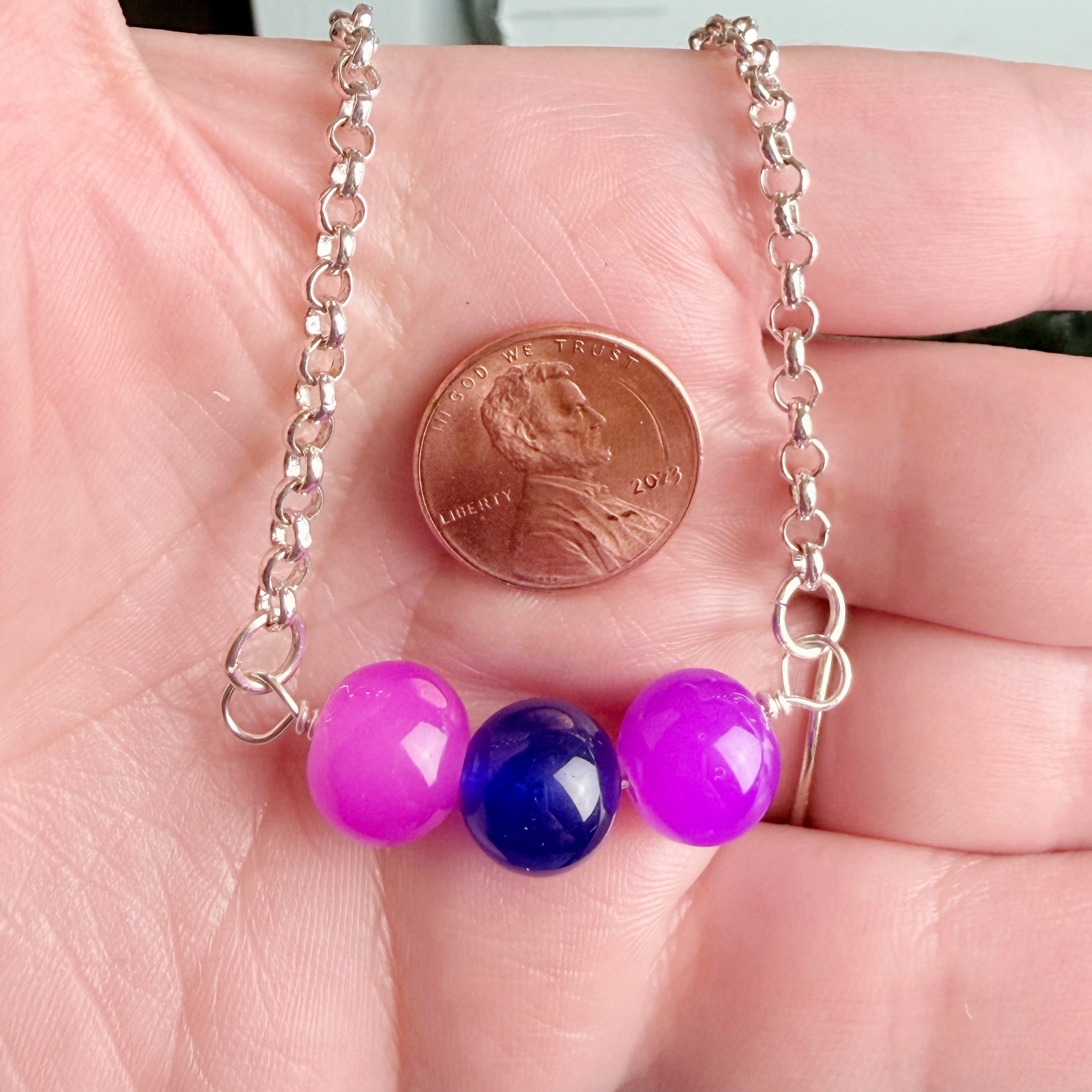 Fluid Spectrum Necklace -Beaded Pendant Glass Necklace