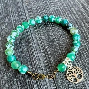 Forest Roots Collection - Handmade Matching Malachite Necklace and Bracelet Set - Simply Rustic Jewelry
