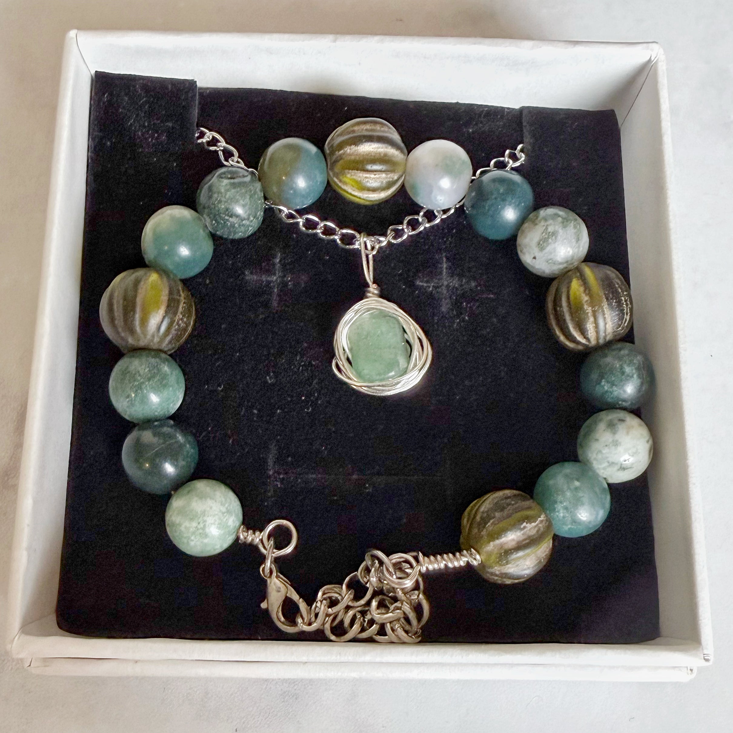 Emerald Tides Collection - Matching Aventurine and Moss Agate Jewelry Set