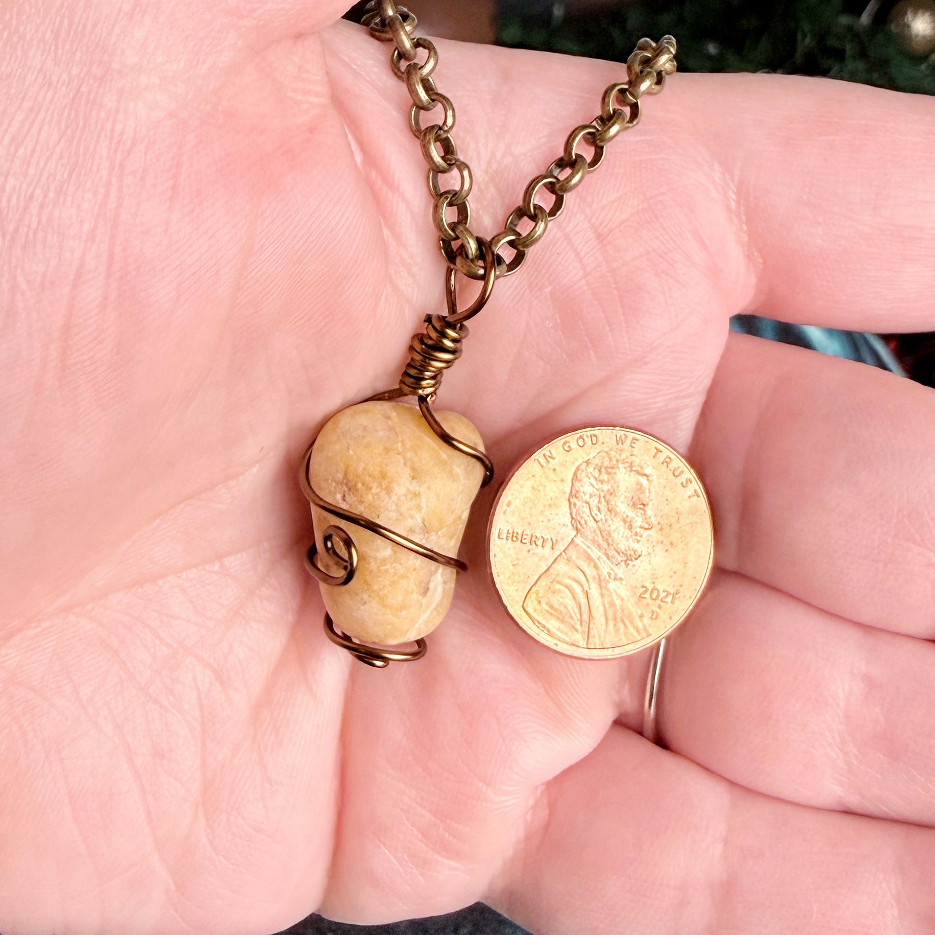 Sunworn Necklace - Wire Wrapped Yellow Jasper Pendant Necklace