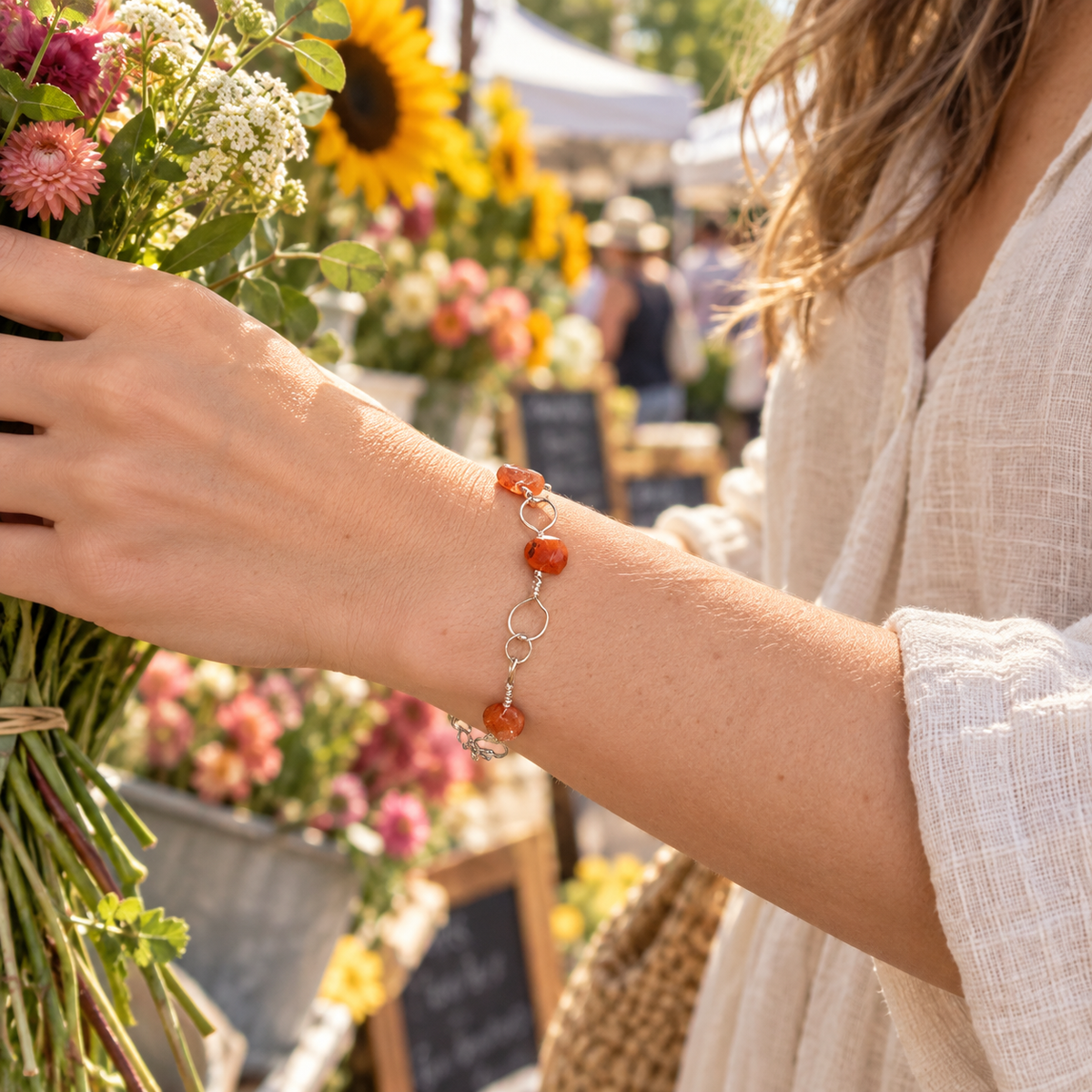 Nectar - Handmade Carnelian Link Bracelet