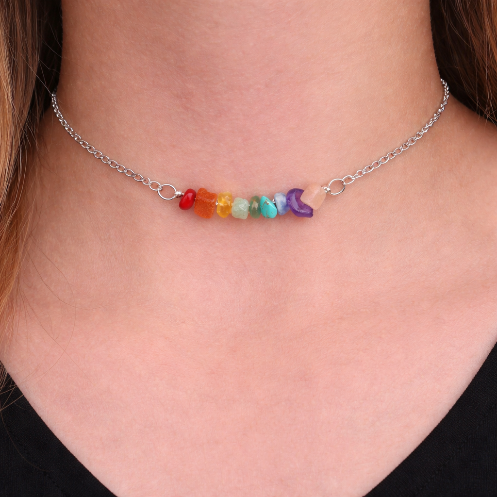 Be Proud Necklace -Handmade Beaded Bar Pendant Necklace - Ruby,Citrine, Turquoise,Amethyst,Rose Quartz