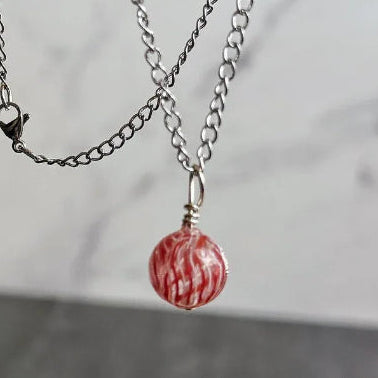 Ruby Gleam Collection - Matching Artesian Glass Bead Necklace and Crackle Glass Beaded Bracelet - Simply Rustic Jewelry