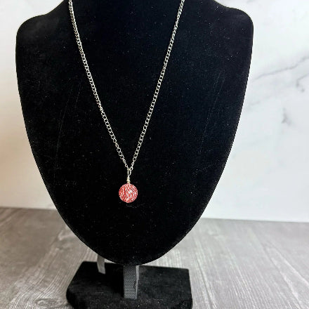 Ruby Gleam Collection - Matching Artesian Glass Bead Necklace and Crackle Glass Beaded Bracelet - Simply Rustic Jewelry