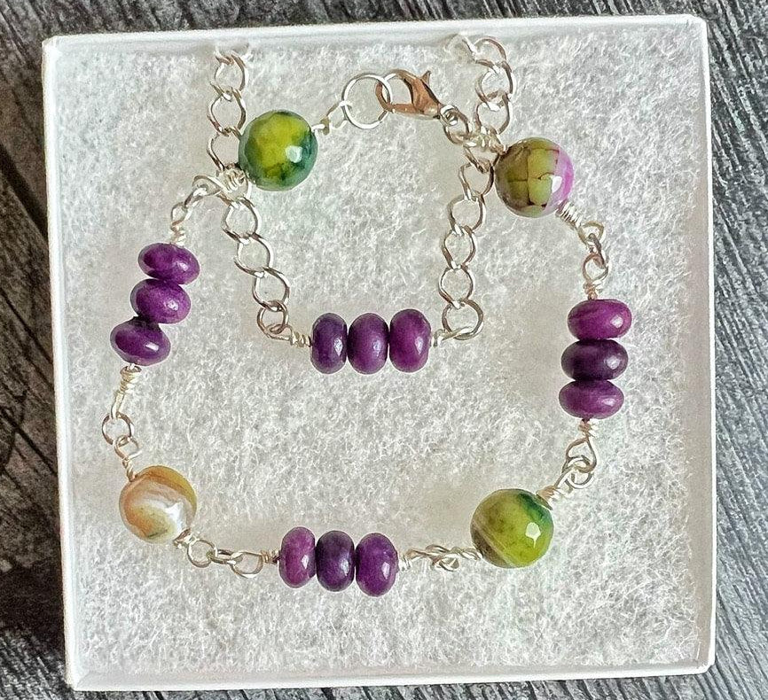 "Simply Rustic" Segments Collection - Matching Necklace and Bracelet Set - Beaded Bar Necklace and Link Bracelet - Simply Rustic Jewelry