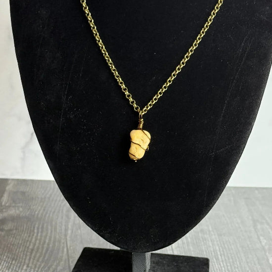 Sunworn Collection - Matching Yellow Jasper Necklace and Agate Beaded and Wire Wrapped Bracelet - Simply Rustic Jewelry