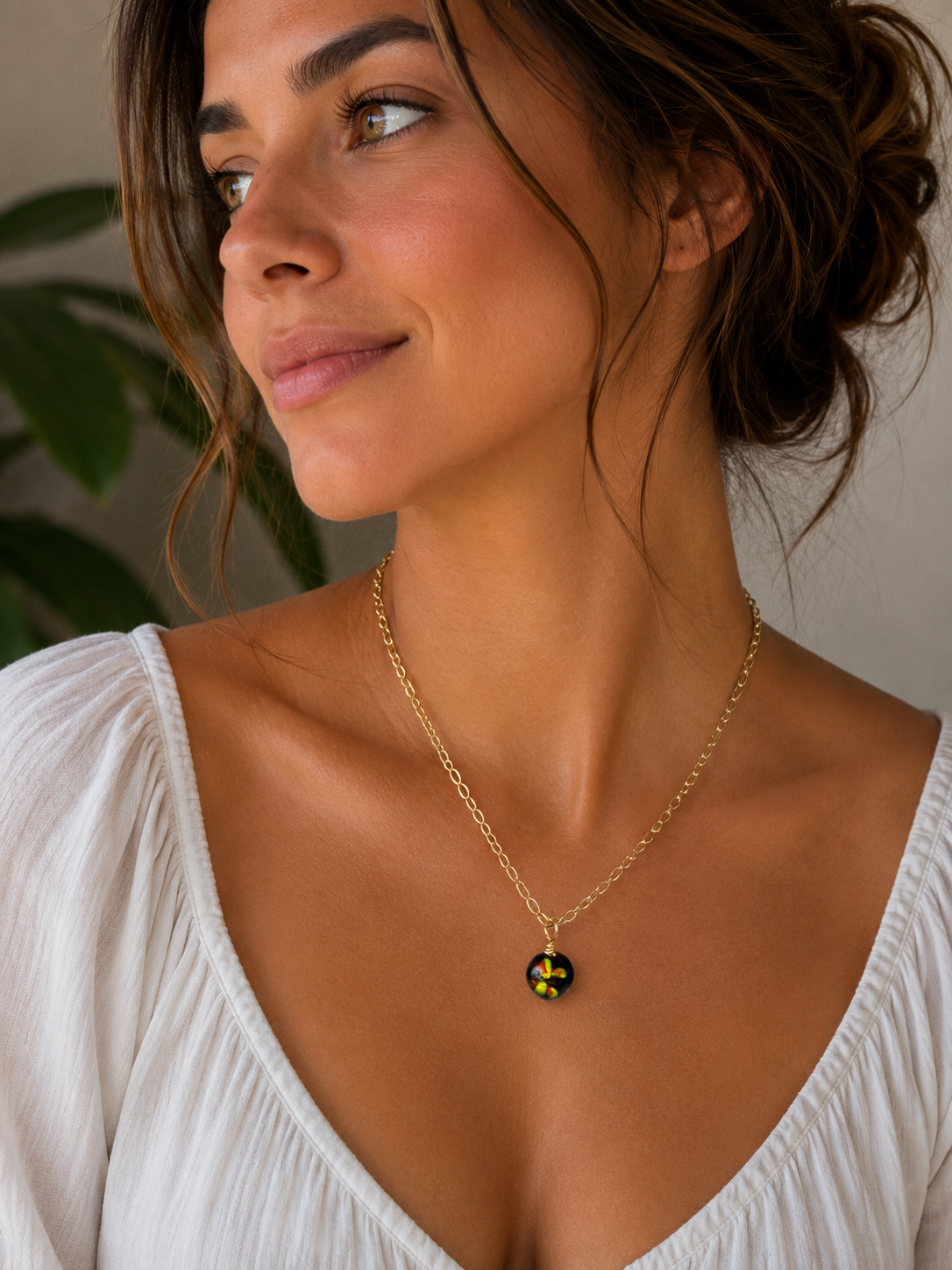 Phantom's Bonfire Necklace - Handmade Glass Beaded Pendant Necklace