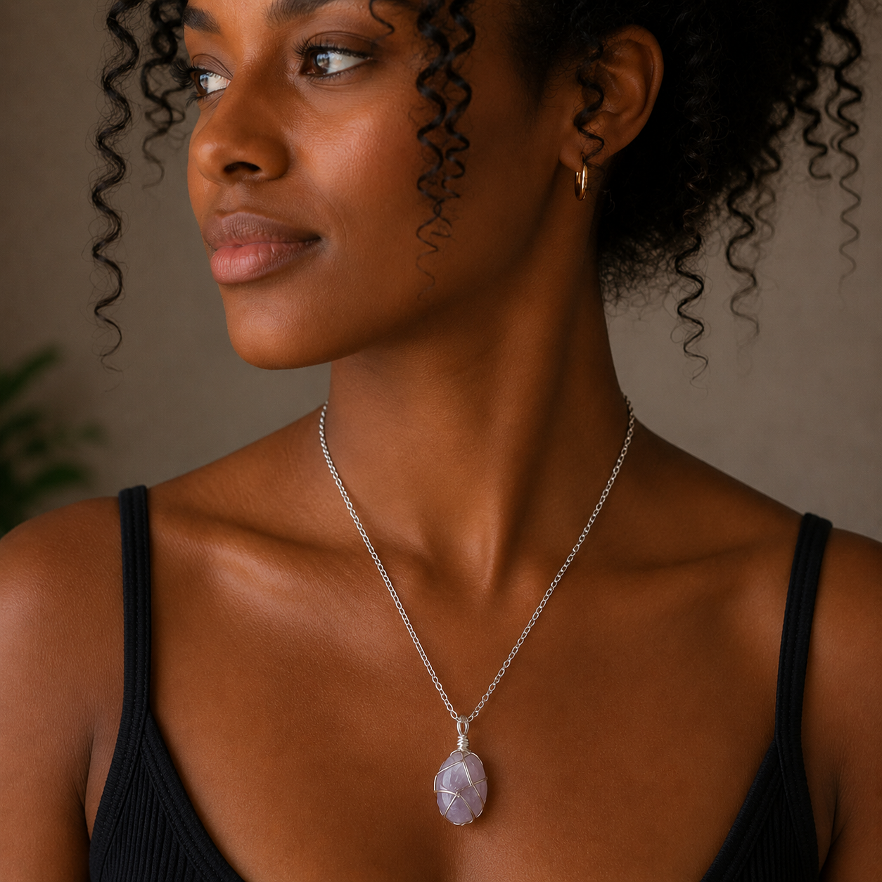 Silver Scry Necklace - Simple Wire Wrapped Clear Quartz Pendant