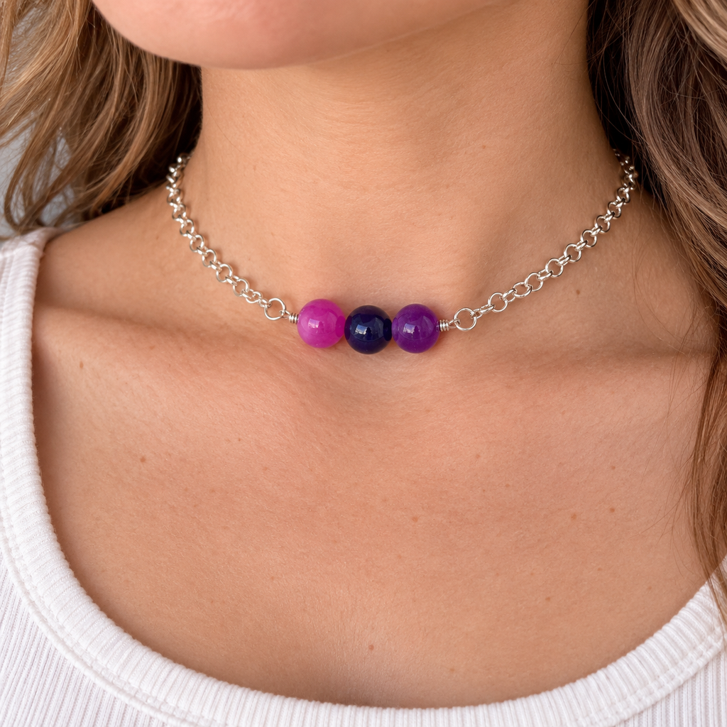 Fluid Spectrum Necklace -Beaded Pendant Glass Necklace