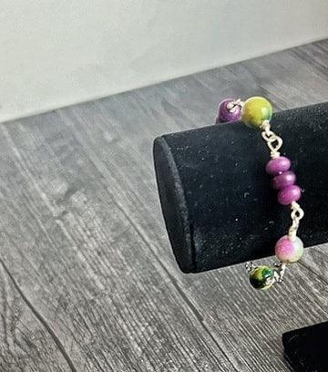 "Simply Rustic' Segments - Amethyst and Agate Link Bracelet - Simply Rustic Jewelry