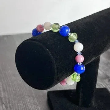 Bright Meadow Collection - Matching Glass Necklace and Selenite, Glass, Aventurine and Agate Bracelet Set - Simply Rustic Jewelry