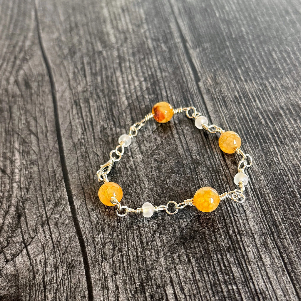 Honeydew Bracelet - Glass Beaded Link Bracelet - Simply Rustic Jewelry