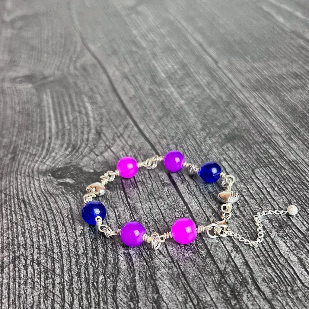 Fluid Spectrum Bracelet -Handmade Link Bracelet with Glass Beads - Simply Rustic Jewelry