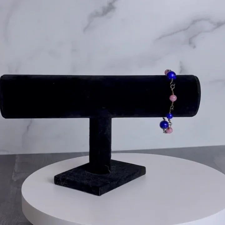 Moonlit Garden Bracelet - Glass and Agate Link Bracelet - Simply Rustic Jewelry