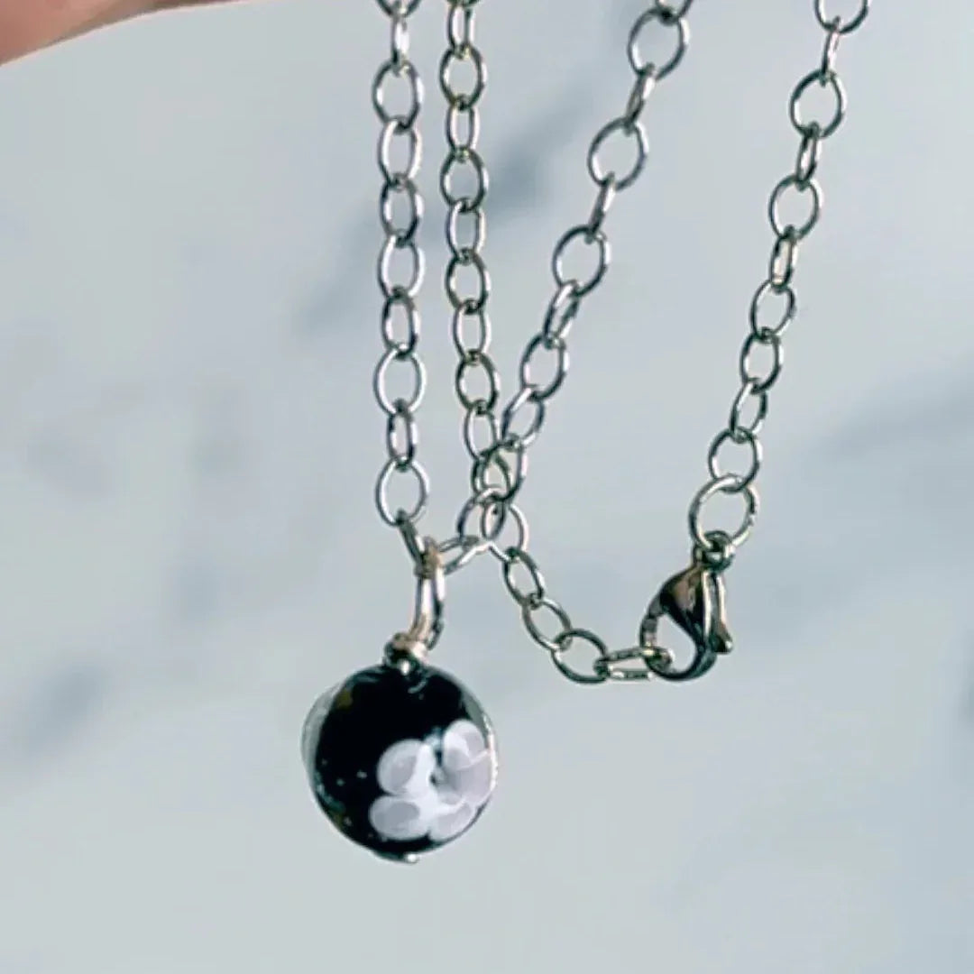 Twilight Petals Necklace - Handmade Glass Bead Pendant - Simply Rustic Jewelry