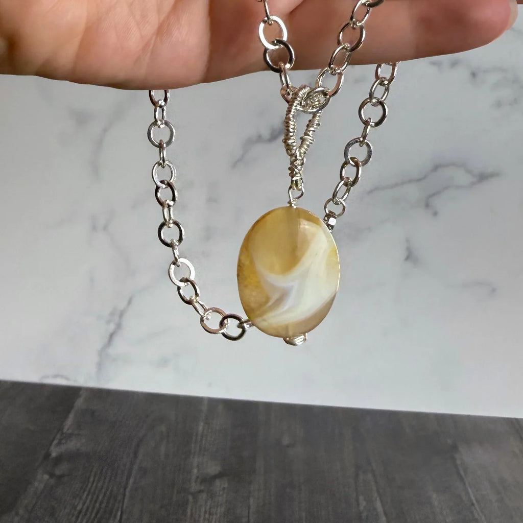 Honeydew Collection - Handmade Matching Citrine Necklace and Link Bracelet - Simply Rustic Jewelry