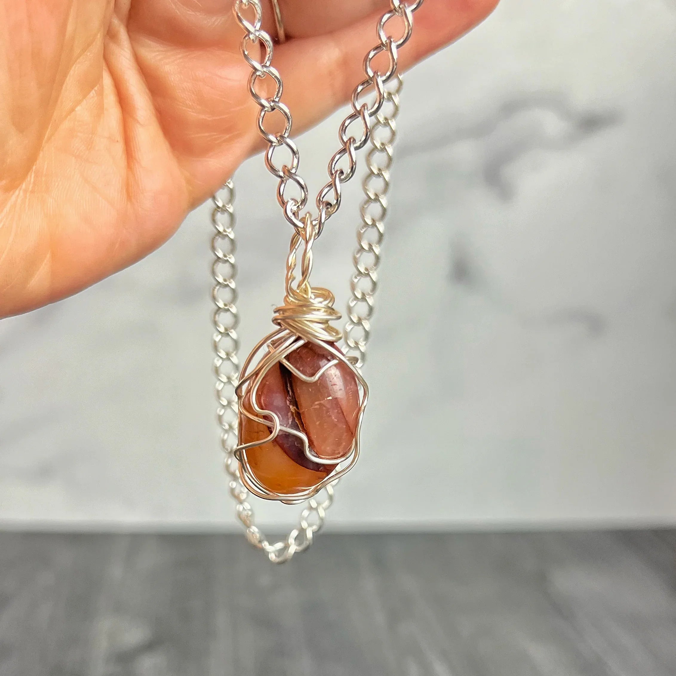Summer Popsicle Necklace - Handmade Simple Wire Wrapped Carnelian Pendant - Simply Rustic Jewelry