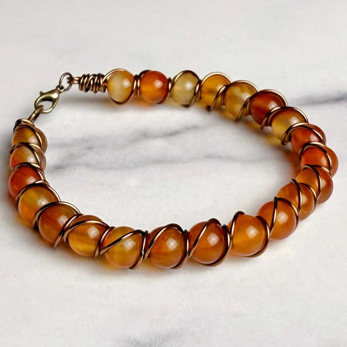 Eerie Willows Bracelet -Wire Wrapped Carnelian Bracelet - Simply Rustic Jewelry