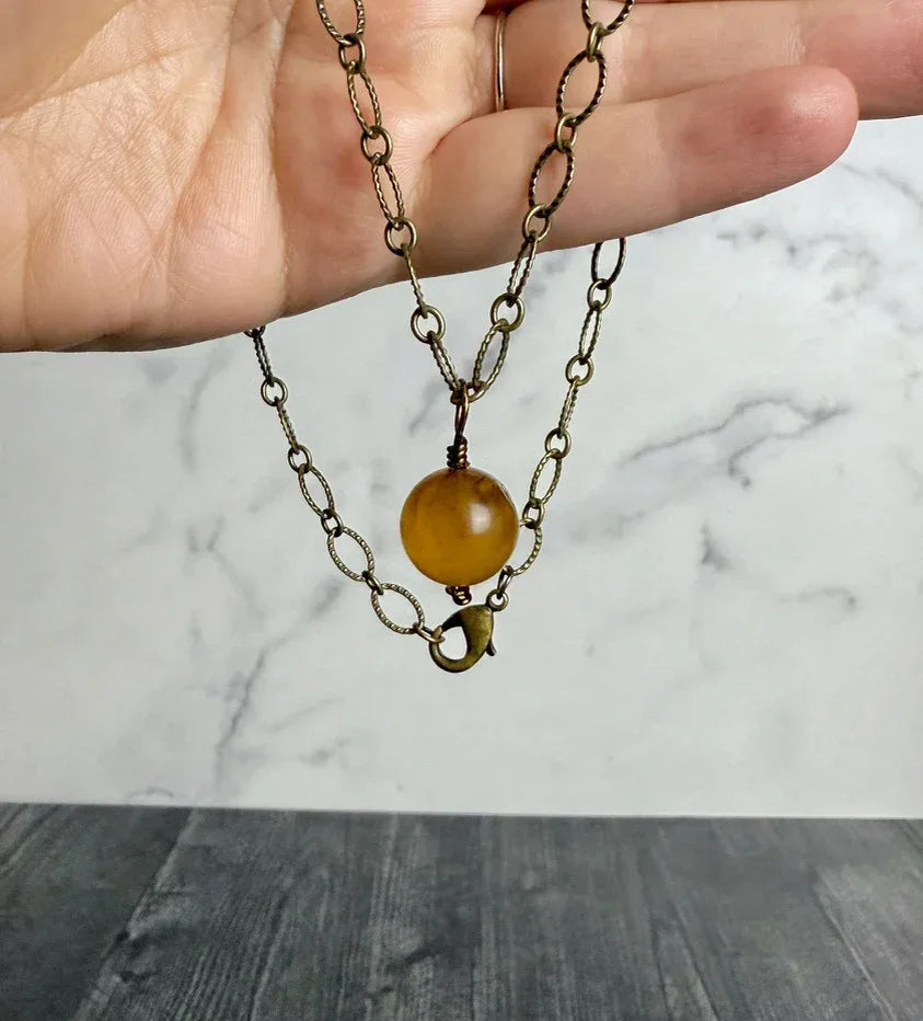 Autumn Harvest Necklace - Handmade Garnet Beaded Necklace - Simply Rustic Jewelry