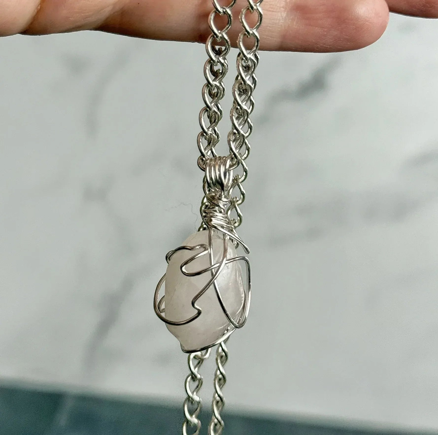 Serene Selenite Collecton -Handmade Matching Selenite Necklace and Glass Beaded Bracelet Set - Simply Rustic Jewelry