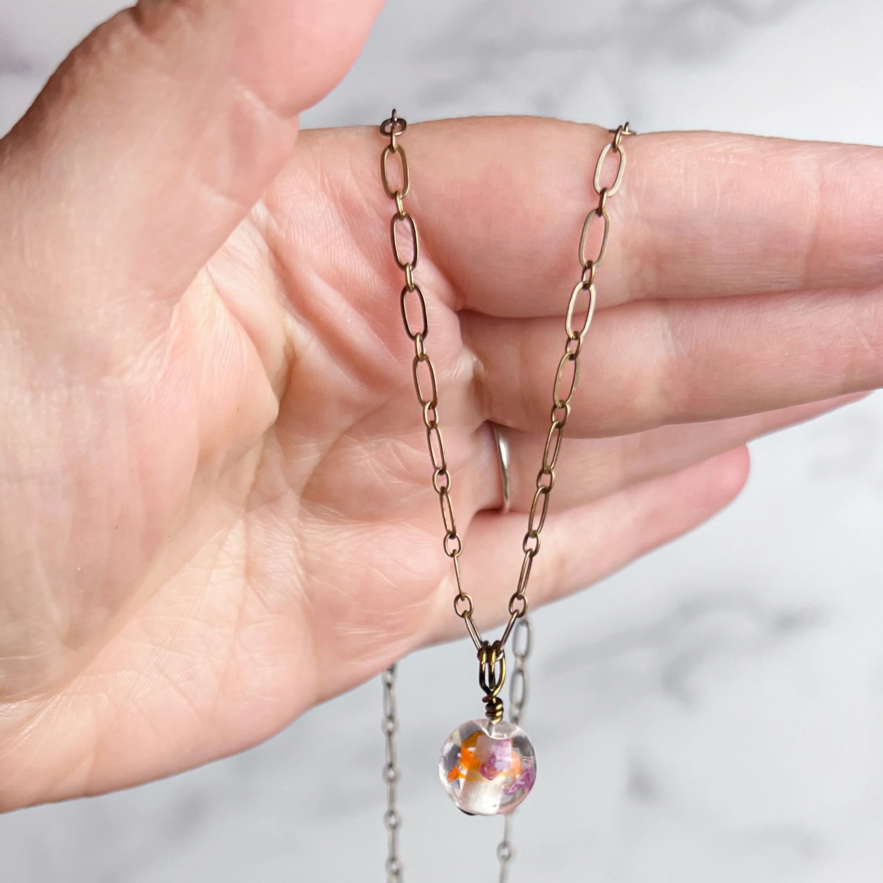 Glowing Lanterns Necklace -Handmade Glass Beaded Pendant Necklace - Simply Rustic Jewelry