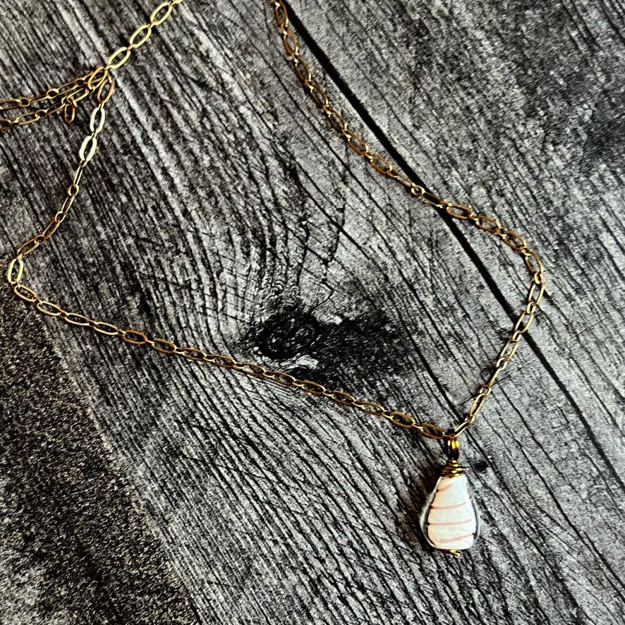 Treasured Trinket Necklace -Handmade Glass Beaded Pendant Necklace - Simply Rustic Jewelry