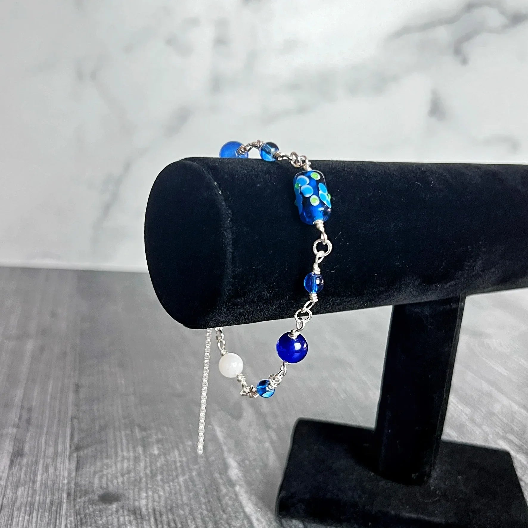 Dark Meadows Bracelet - Handmade Glass Beaded Link Bracelet - Simply Rustic Jewelry