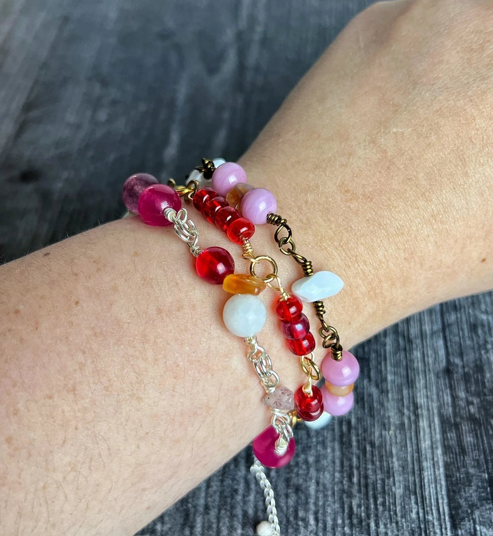 Fiery Glowing Gems Bracelet Stack - Simply Rustic Jewelry