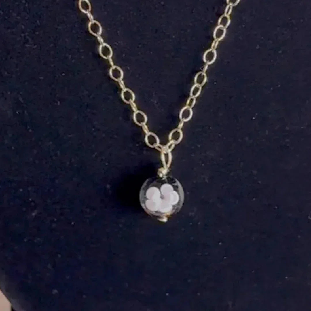 Twilight Petals Necklace - Handmade Glass Bead Pendant - Simply Rustic Jewelry