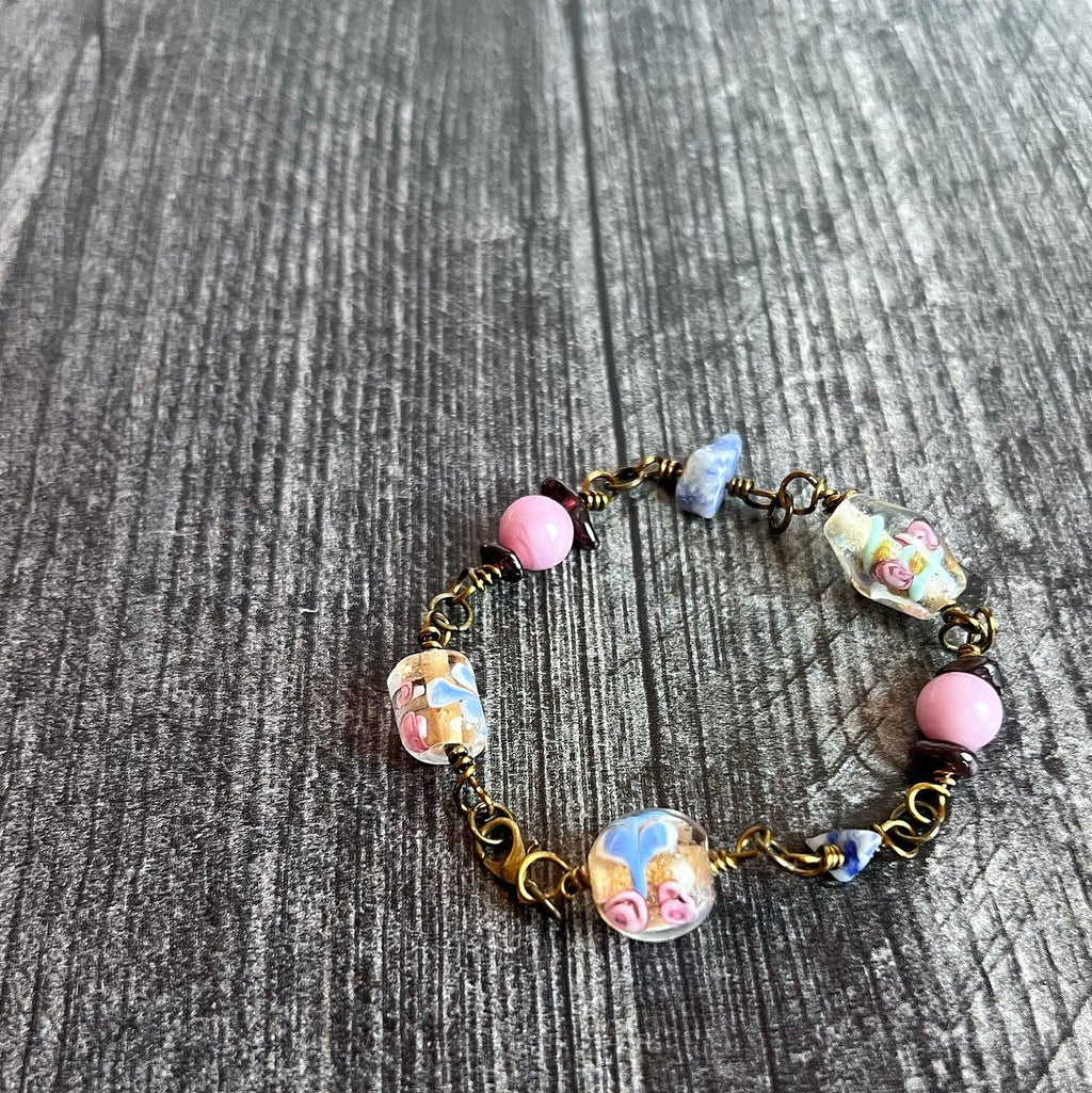 Precious Little Thing Bracelet -Link Bracelet - Agate, Sodalite and Glass - Simply Rustic Jewelry