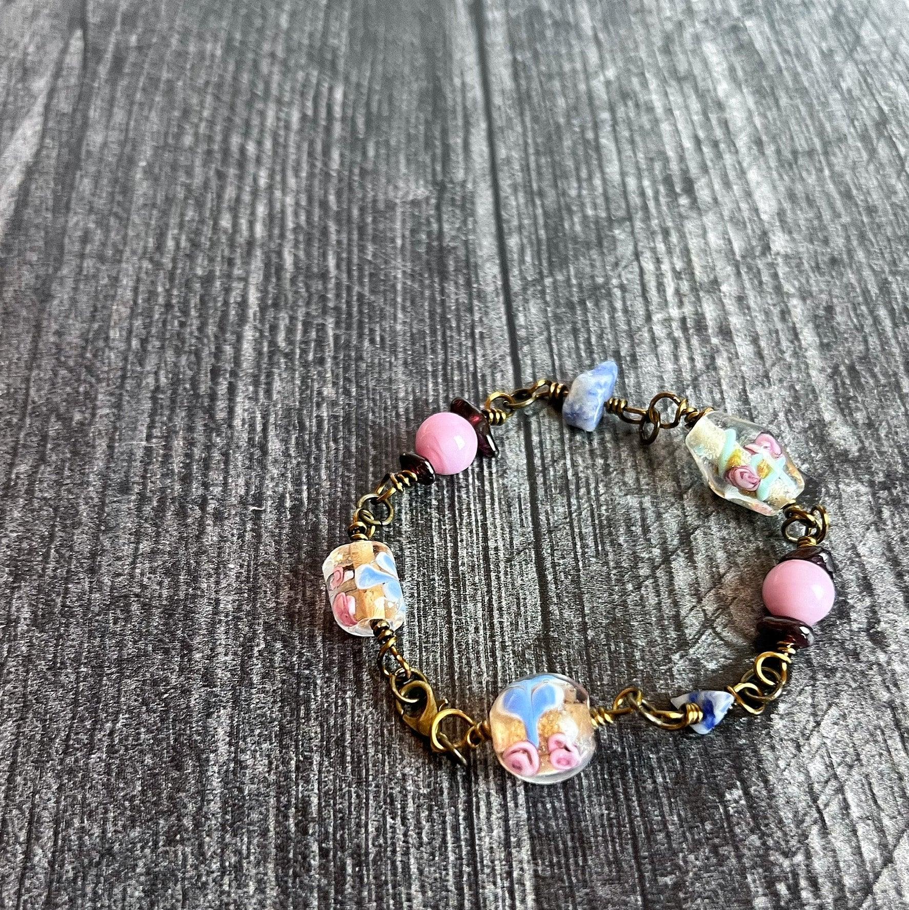 Precious Little Thing Bracelet -Link Bracelet - Agate, Sodalite and Glass - Simply Rustic Jewelry