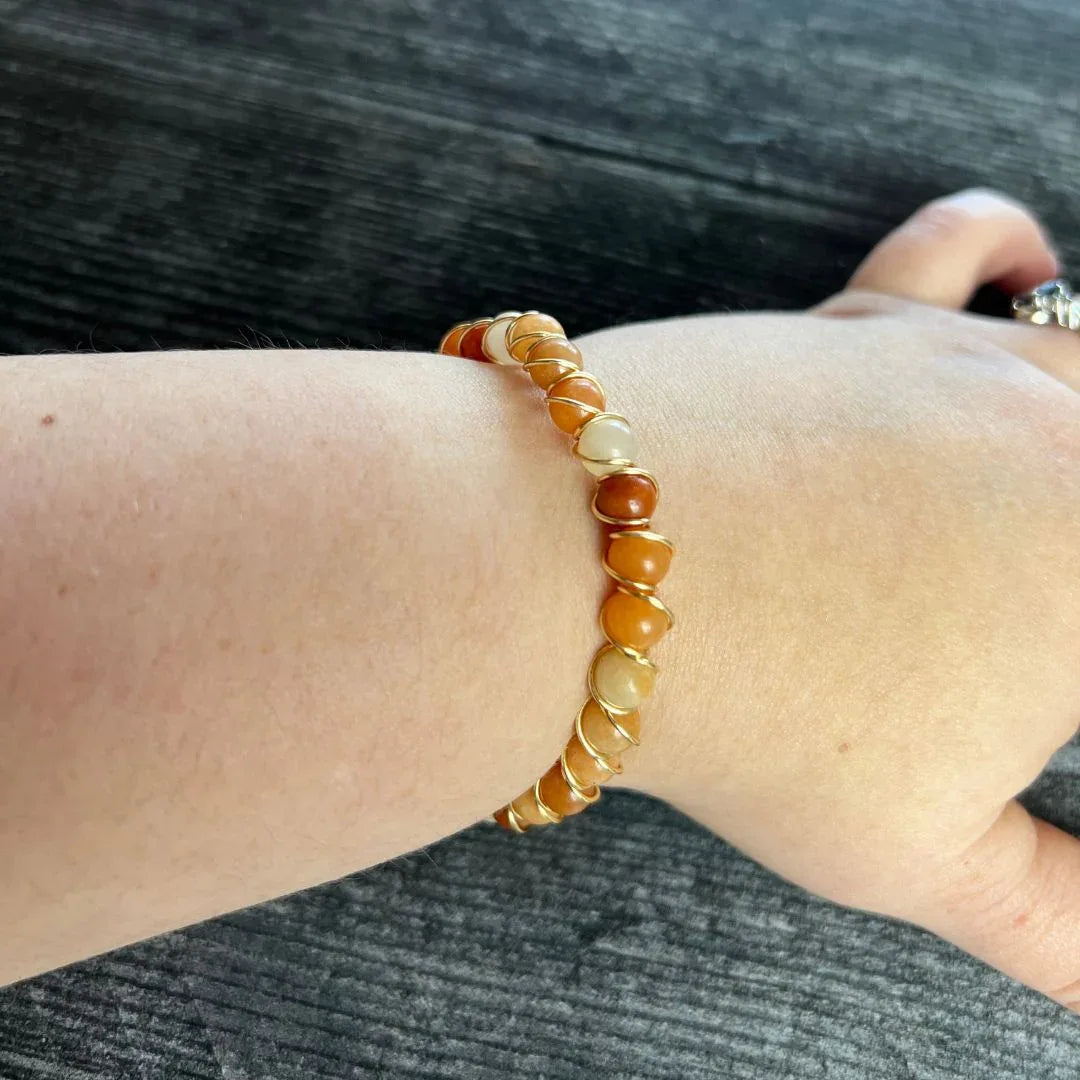 Autumn Sunrise - Handmade Citrine Wire Wrapped Bracelet - Simply Rustic Jewelry