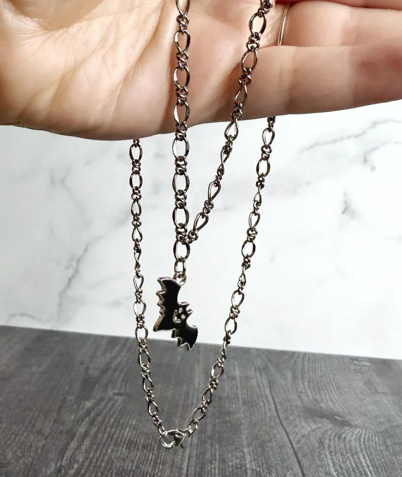 Nocturnal Whispers Necklace -Pendant necklace with Bat Charms - Simply Rustic Jewelry