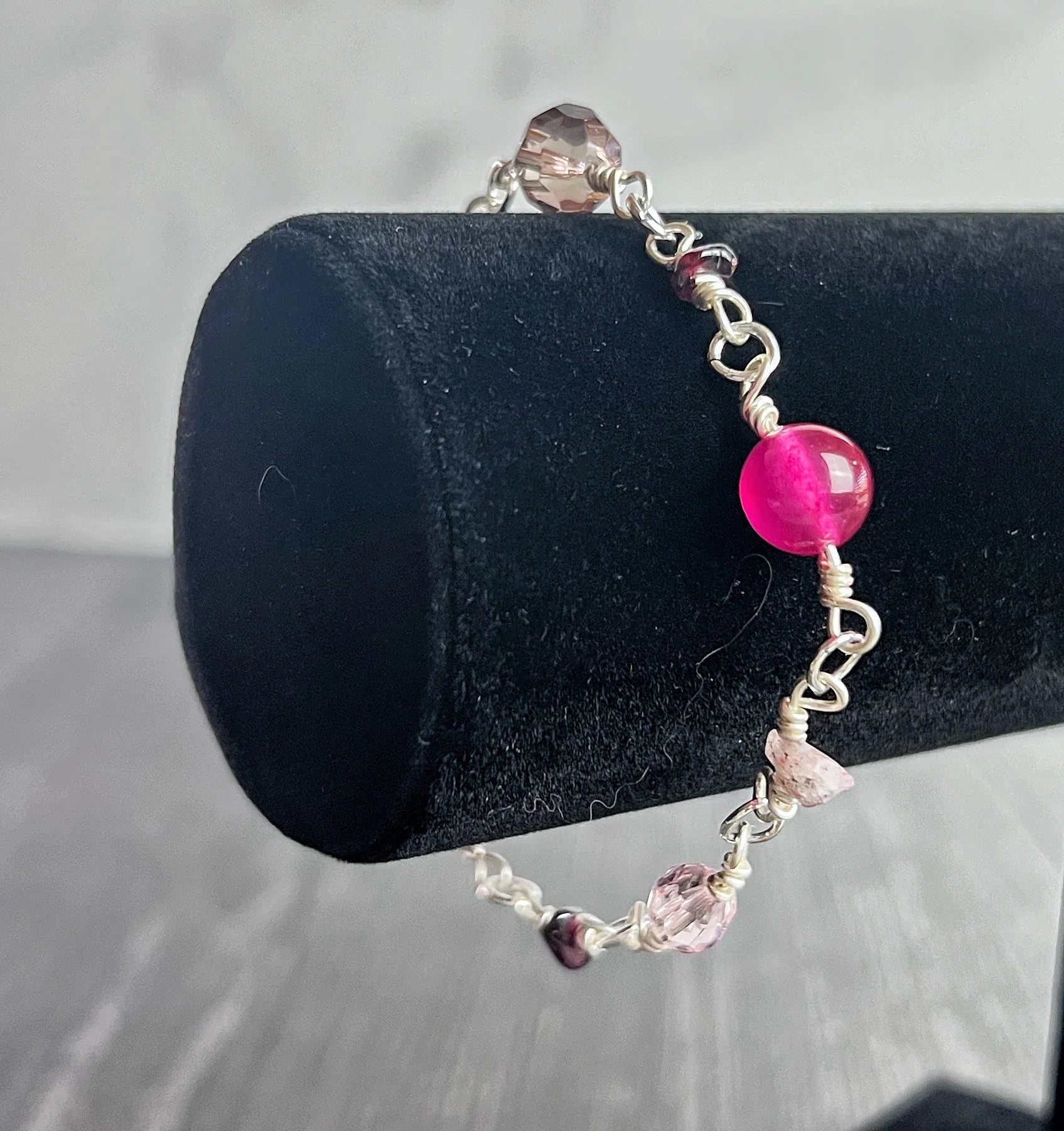Strawberry Shortcake Collection -Matching Necklace and Bracelet Set - Strawberry Quartz Necklace and Agate Bracelet - Simply Rustic Jewelry