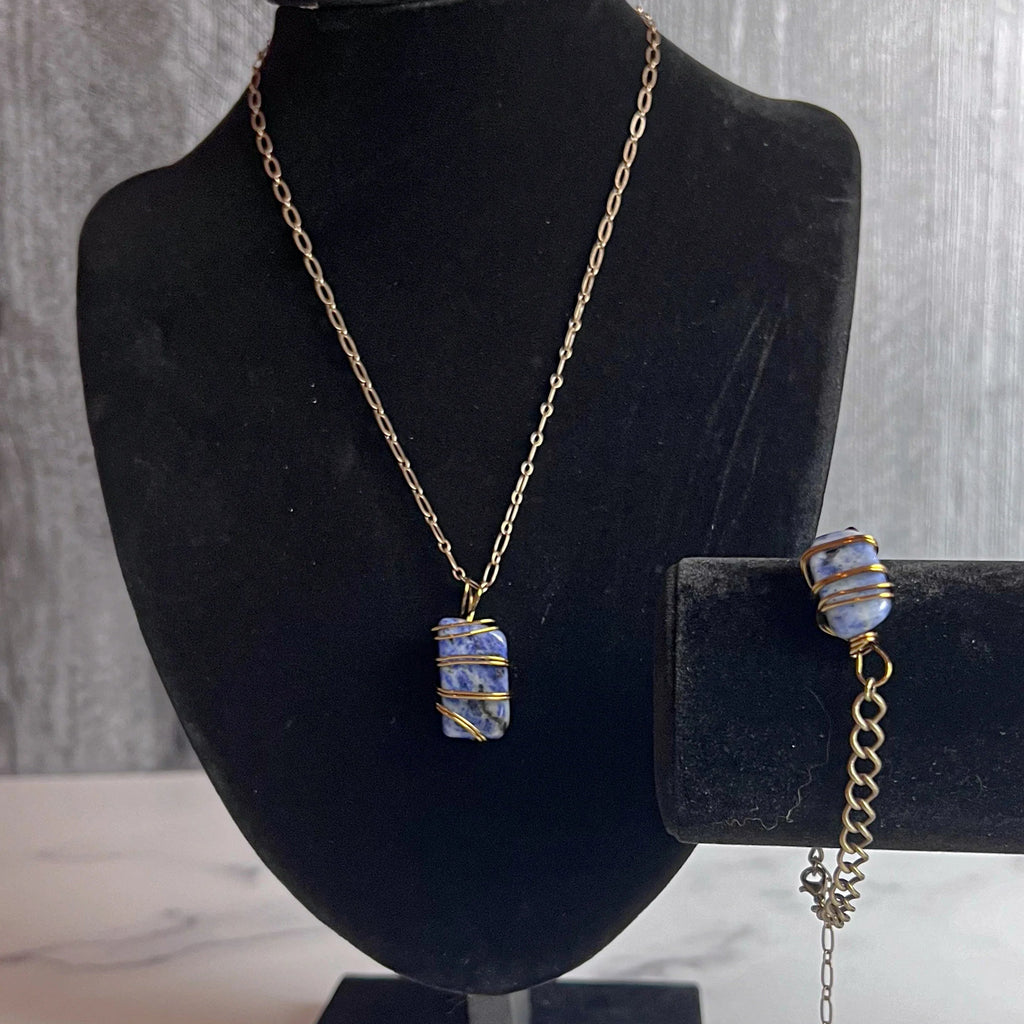 Sovereign Grace Collection -Handmade Matching Sodalite Necklace and Bracelet Set - Simply Rustic Jewelry
